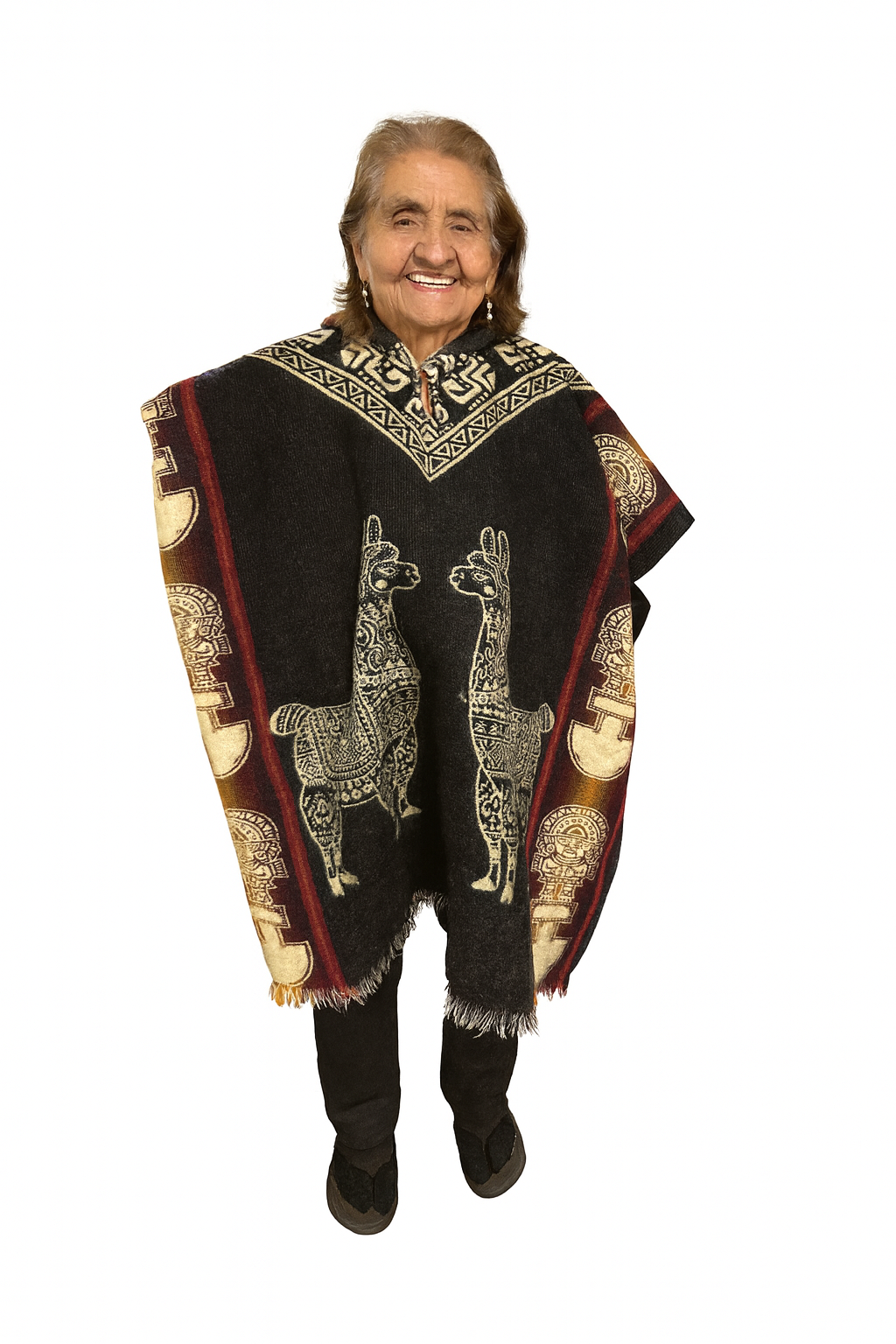 Ecuadorian Alpaca Hooded Poncho Medium