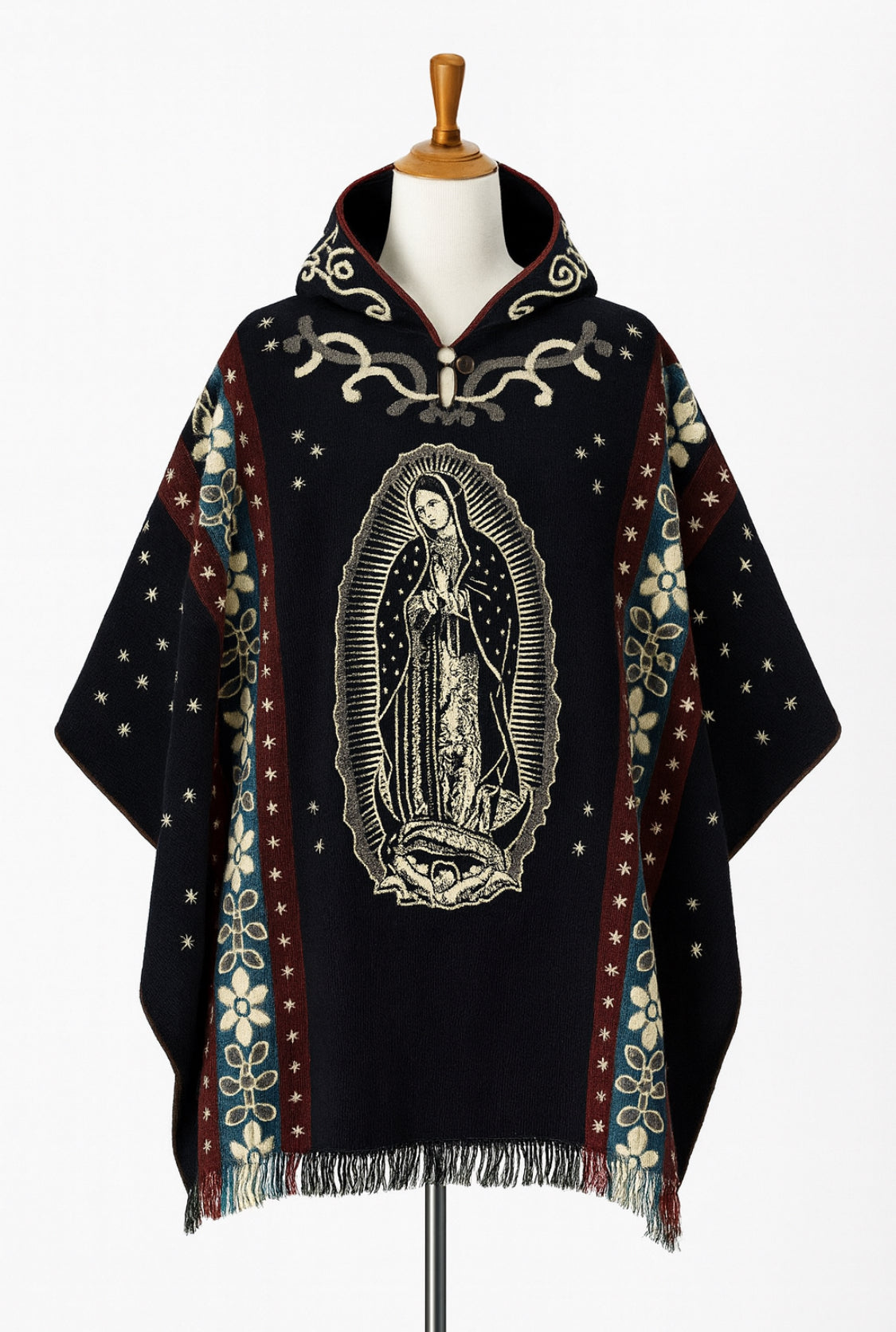 Ecuadorian Alpaca Hooded Poncho Medium