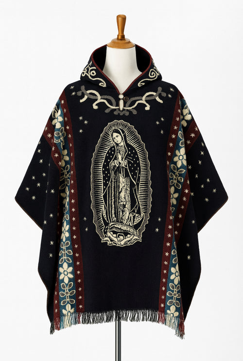 Ecuadorian Alpaca Hooded Poncho Medium