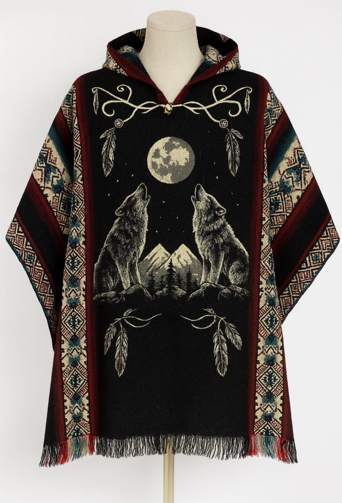 Ecuadorian Alpaca Hooded Poncho Medium