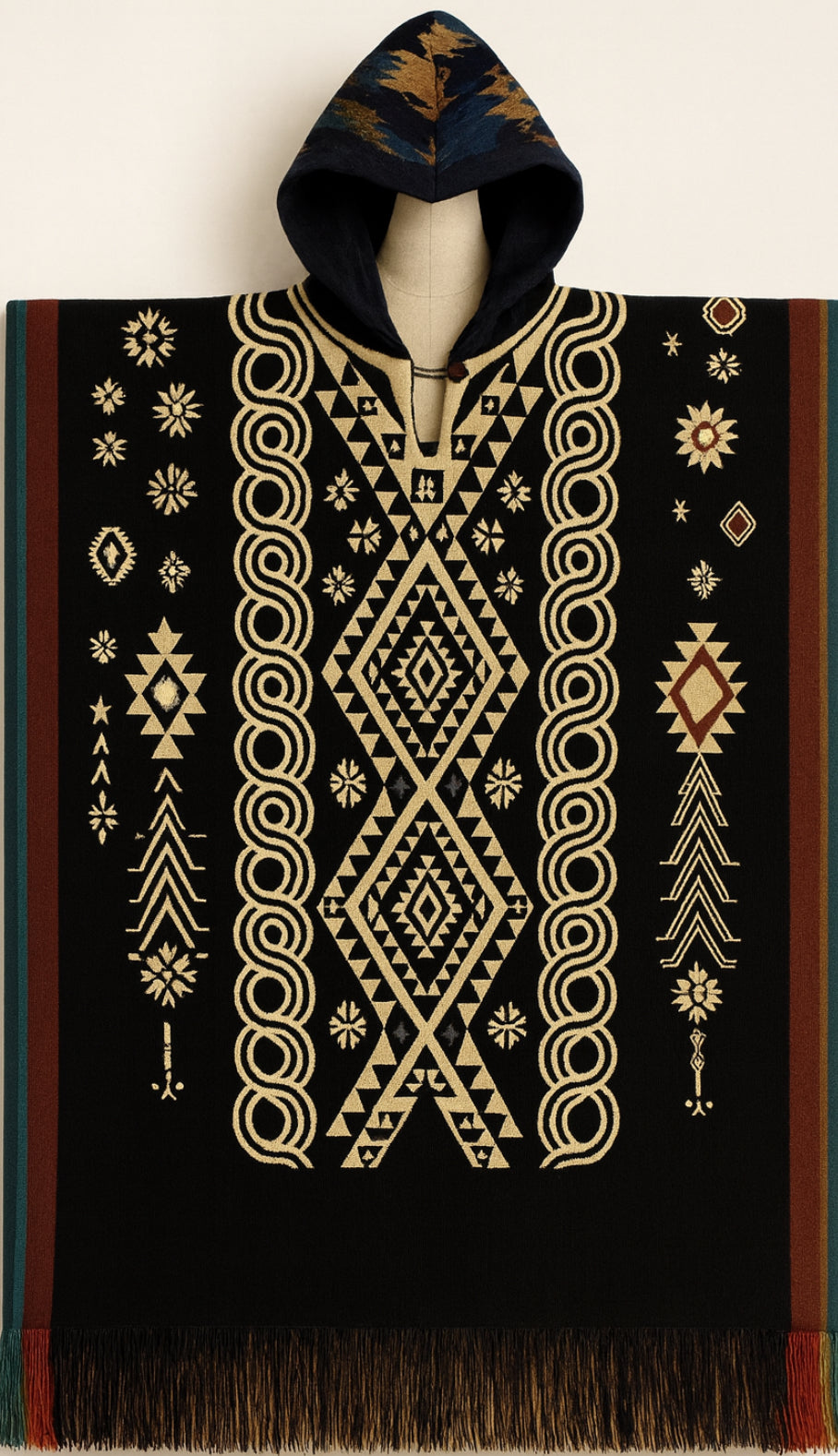 Ecuadorian Alpaca Hooded Poncho Medium